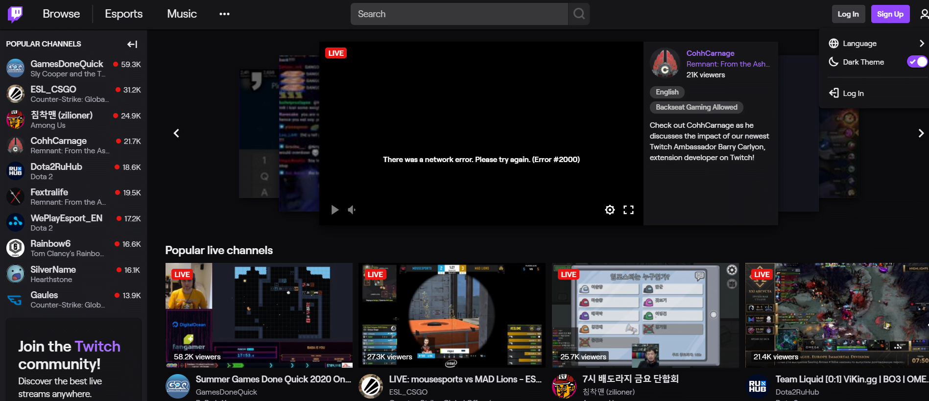 How to Twitch dark mode